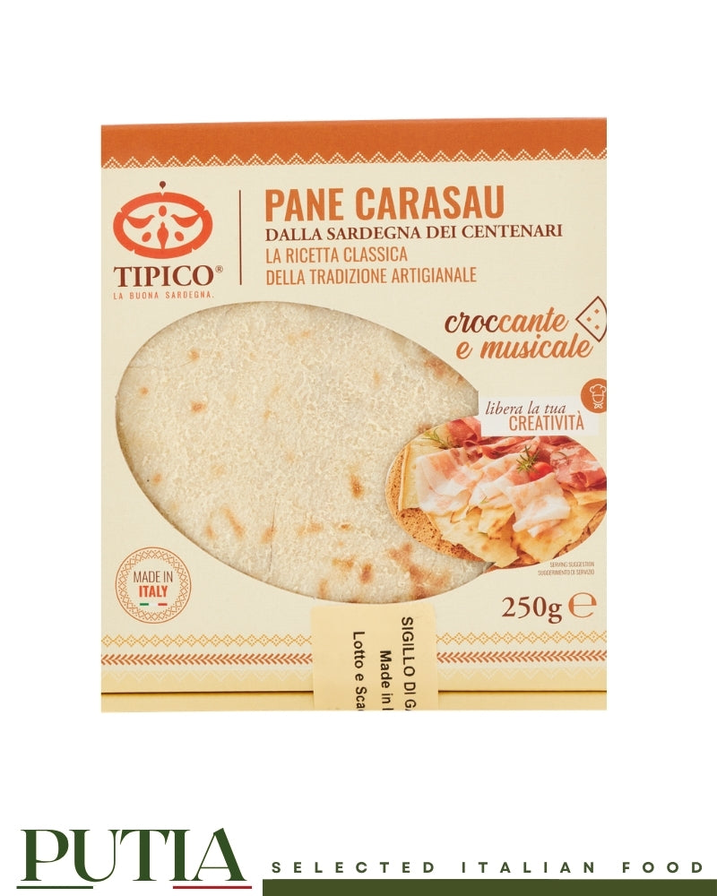 Tipico authentic Sardinian Pane Carasau 250g, traditional Italian crispy flatbread and music paper bread for charcuterie boards and appetizers.