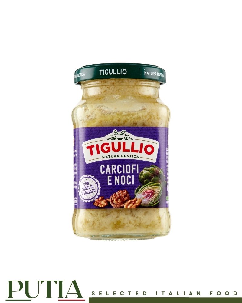 Tigullio Pesto Carciofi e Noci โ Italian artichoke hearts and walnut pasta sauce with Grana Padano DOP, gluten-free, 185g