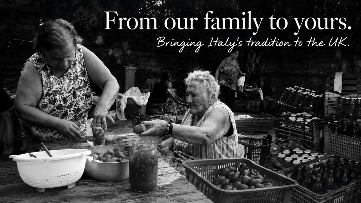 Founder of Putia with his grandmother, whose homemade tomato passata tradition inspired a passion for authentic Italian food.