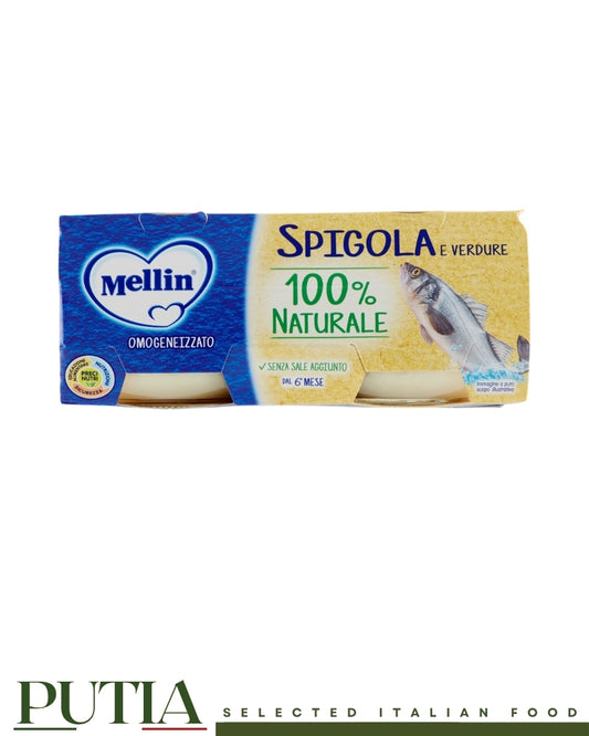 Mellin Spigola e Verdure 2 x 80g – Italian Baby Food | 100% Natural, No Added Salt, From 6 Months