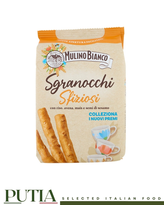 Mulino Bianco Sgranocchi Sfiziosi 300g – Italian Breadsticks with Rice, Oats, Corn & Sesame