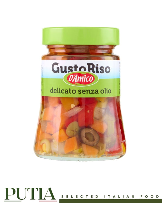 GustoRiso D’Amico Mixed Vegetables in Vinegar – Delicate Mixed Pickled Vegetables Without Oil, Italian Preserved Vegetables 370g