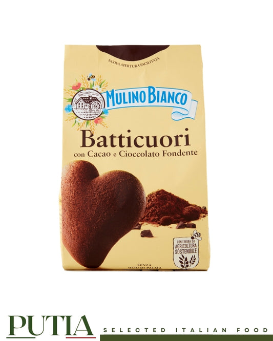 Mulino Bianco Batticuori with Cocoa & Dark Chocolate – Italian Chocolate Biscuits 350g