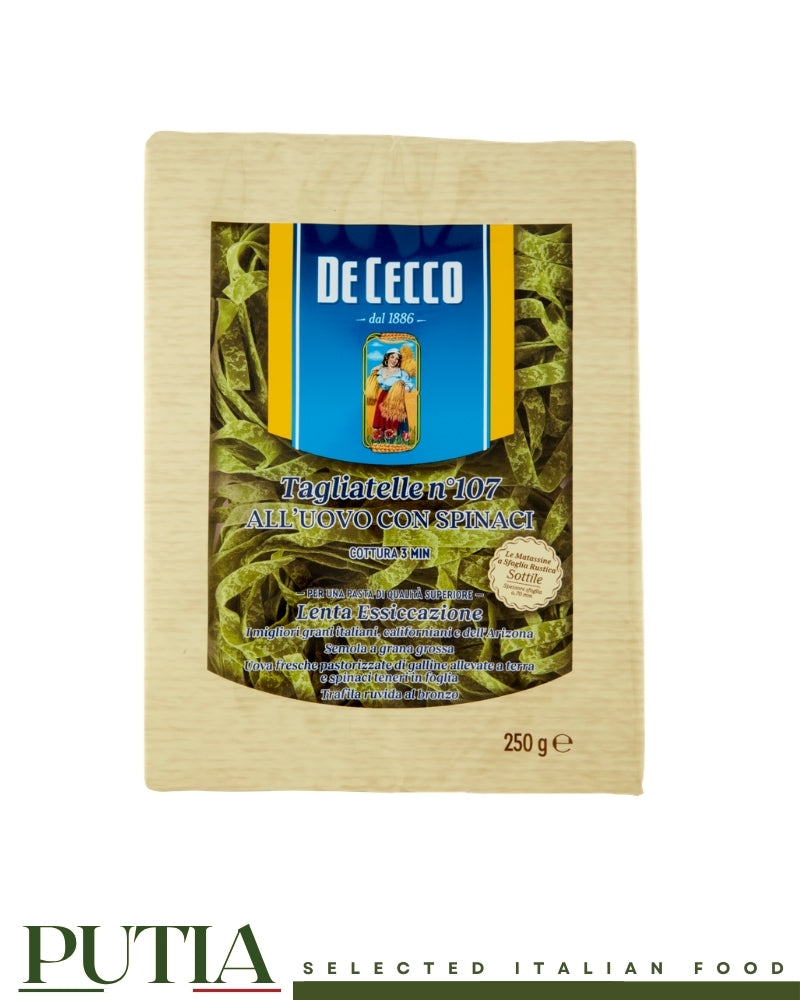 De Cecco Tagliatelle n°107 All’Uovo con Spinaci – Italian Egg Pasta with Spinach, 250g