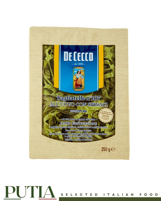 De Cecco Tagliatelle n°107 All’Uovo con Spinaci – Italian Egg Pasta with Spinach, 250g
