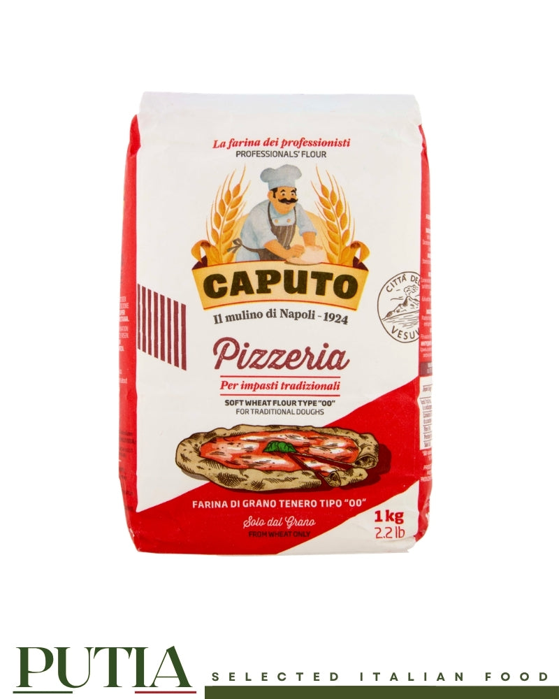 Caputo Pizzeria professional pizza flour Tipo 00 1kg bag, authentic Italian milled soft wheat flour for Neapolitan pizza crusts.