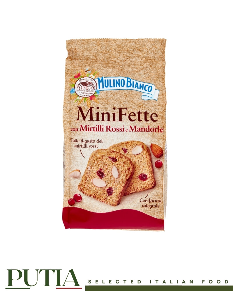 Mulino Bianco MiniFette toast with cranberries and almonds, Putia Selected Italian Food.