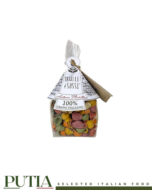 Antonio Marella Trulli e Sassi rainbow orecchiette pasta bag 400g, Putia Selected Italian Food.