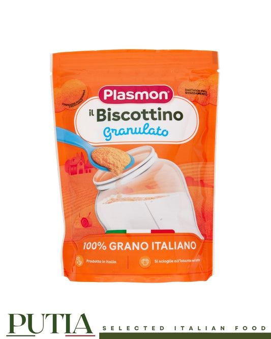 Plasmon il Biscottino Granulato soluble baby biscuit powder bag, Putia Selected Italian Food.