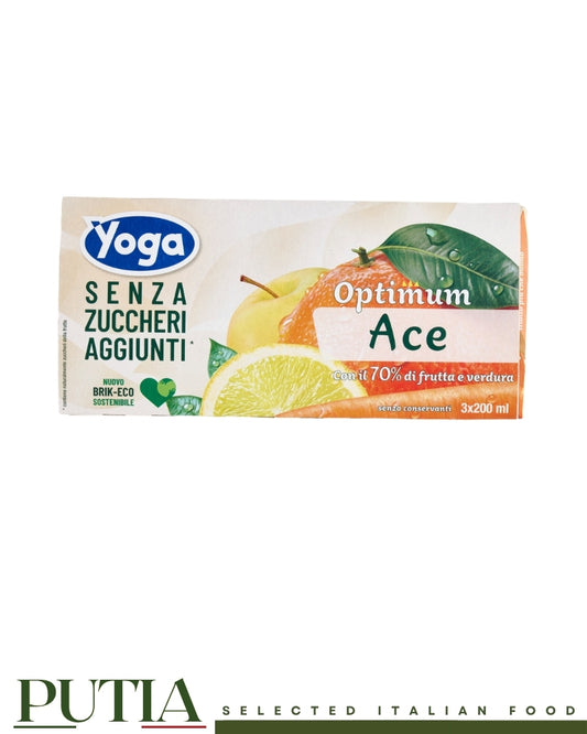 Yoga Optimum Ace no added sugar fruit juice multipack 3x200ml bricks, Putia Selected Italian Food.
