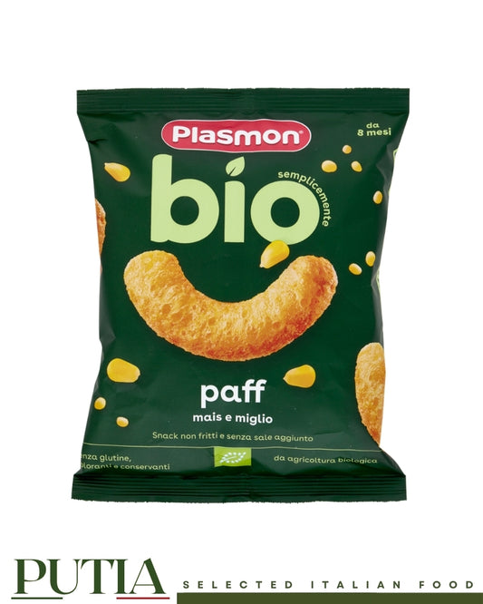 Plasmon Bio Paff organic corn and millet baby snack 15g, Putia Selected Italian Food.