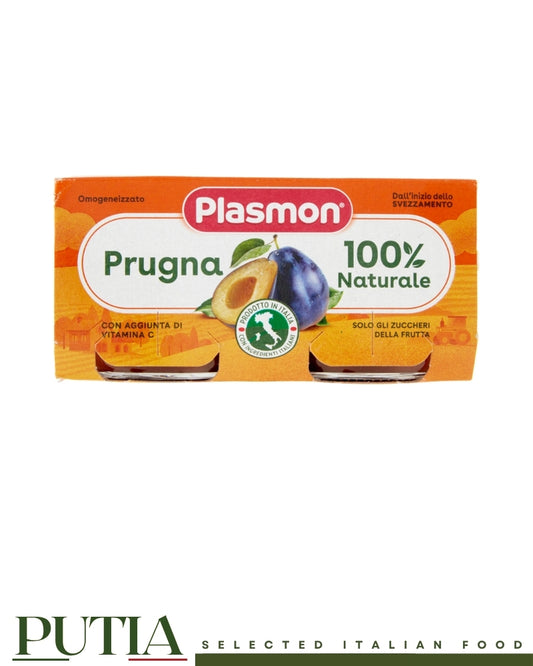 Plasmon prugna 100% naturale plum puree baby food jars, Putia Selected Italian Food.