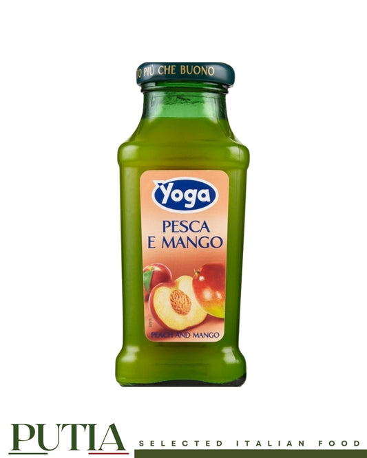 Yoga Pesca e Mango peach and mango fruit juice 200ml glass bottle, Putia Selected Italian Food.