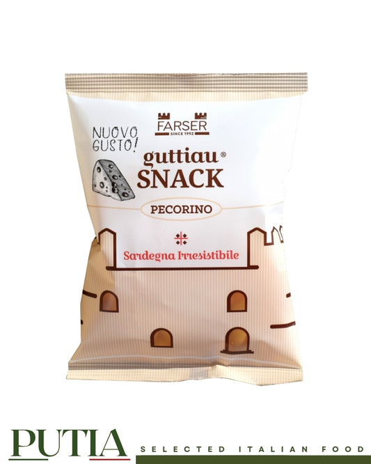 Farser Guttiau Snack pecorino cheese flavor crunchy Sardinian flatbread chips 70g bag, Putia Selected Italian Food.