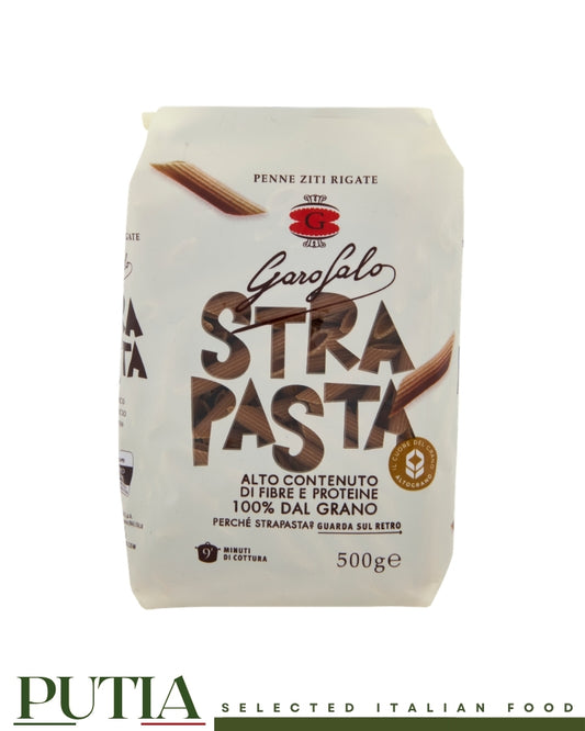 Garofalo Strapasta penne ziti rigate 500g bag high protein and fiber wholemeal pasta, Putia Selected Italian Food.