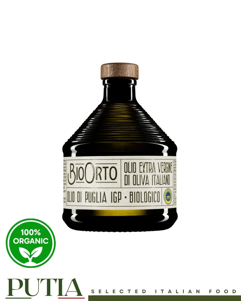 Bio Orto, Olio di Puglia, Puglia IGP, Organic Olive Oil, Organic EVOO, Extra Virgin Olive Oil, Italian Olive Oil, Puglian Olive Oil, Puglia, Apulia, Peranzana, Ogliarola, IGP, Italian Food, Premium Olive Oil, Made in Italy