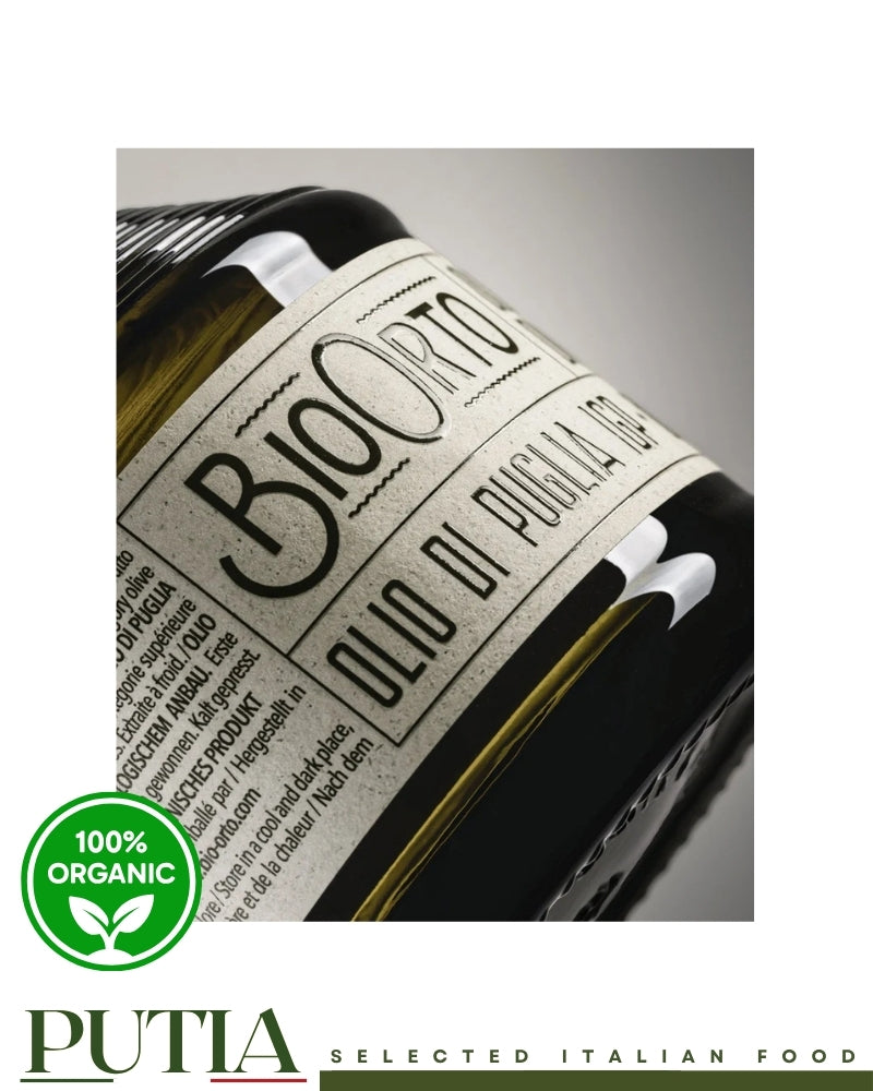 Bio Orto, Olio di Puglia, Puglia IGP, Organic Olive Oil, Organic EVOO, Extra Virgin Olive Oil, Italian Olive Oil, Puglian Olive Oil, Puglia, Apulia, Peranzana, Ogliarola, IGP, Italian Food, Premium Olive Oil, Made in Italy