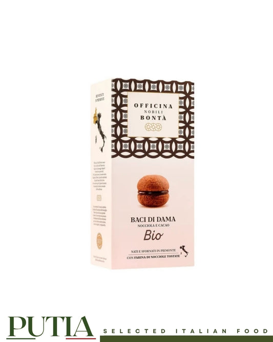 Officina Nobili Bontà Organic Hazelnut and Cocoa Baci di Dama biscuits 180g from Piedmont Italy