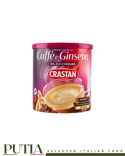 Crastan Solubile Ginseng e Caffè 200g — Italian instant ginseng coffee with 16.5% coffee and Panax Ginseng extract, gluten-free, 25 cups per jar