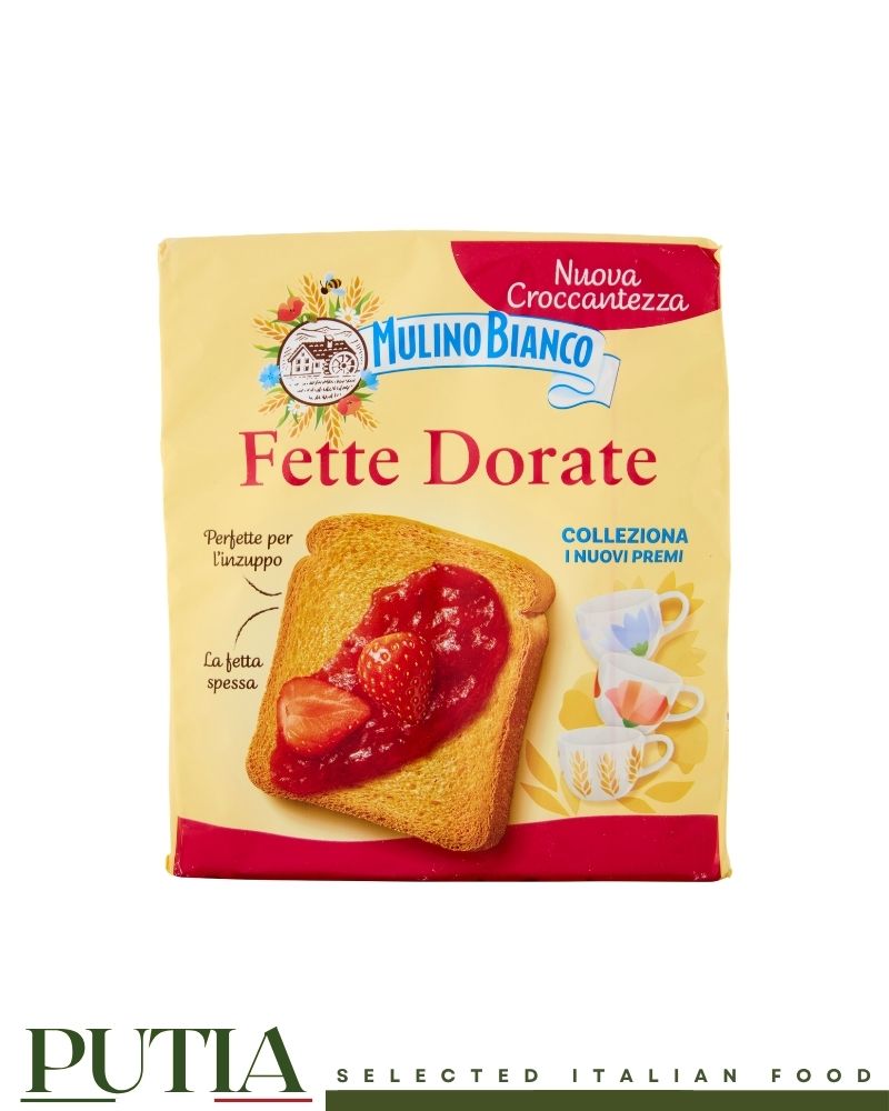 Mulino Bianco Fette Biscottate Dorate 315g – Italian golden toasted bread slices, pack of 36
