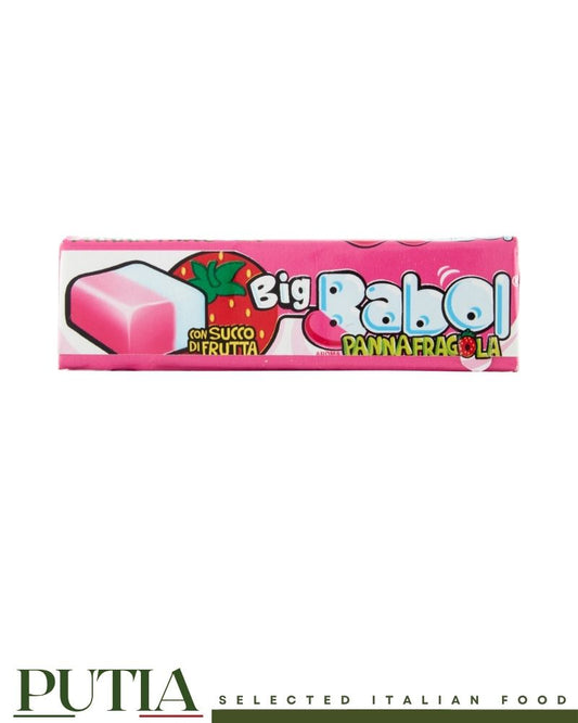 Big Babol Strawberry & Cream Chewing Gum 88g – classic Italian soft chewing gum with real strawberry juice, gluten-free, 24 pieces


