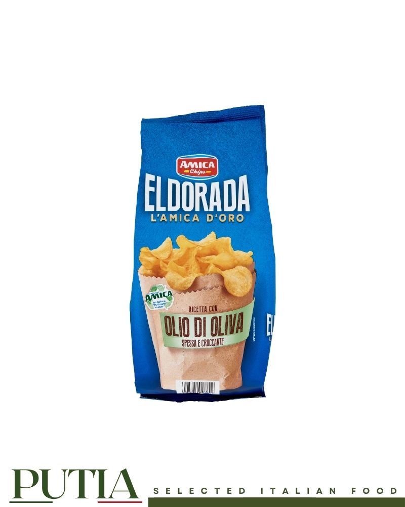 Amica Chips Eldorada Olive Oil Crisps 130g – thick-cut, gluten-free Italian crisps with olive oil, 30% less fat