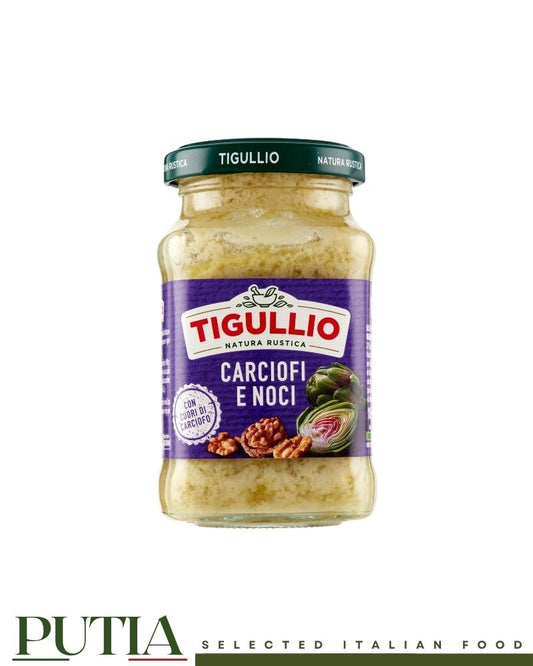 Tigullio Pesto Carciofi e Noci – Italian artichoke hearts and walnut pasta sauce with Grana Padano DOP, gluten-free, 185g


