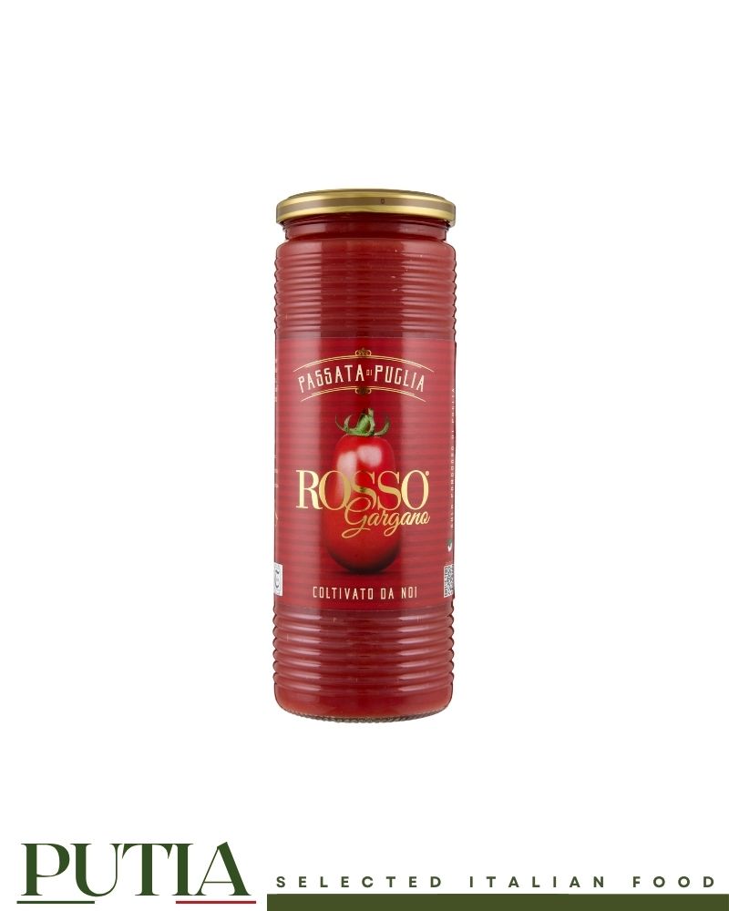 Rosso Gargano Italian Passata – pure Puglia tomato passata, Halal and Kosher certified, vegan, 690g bottle

