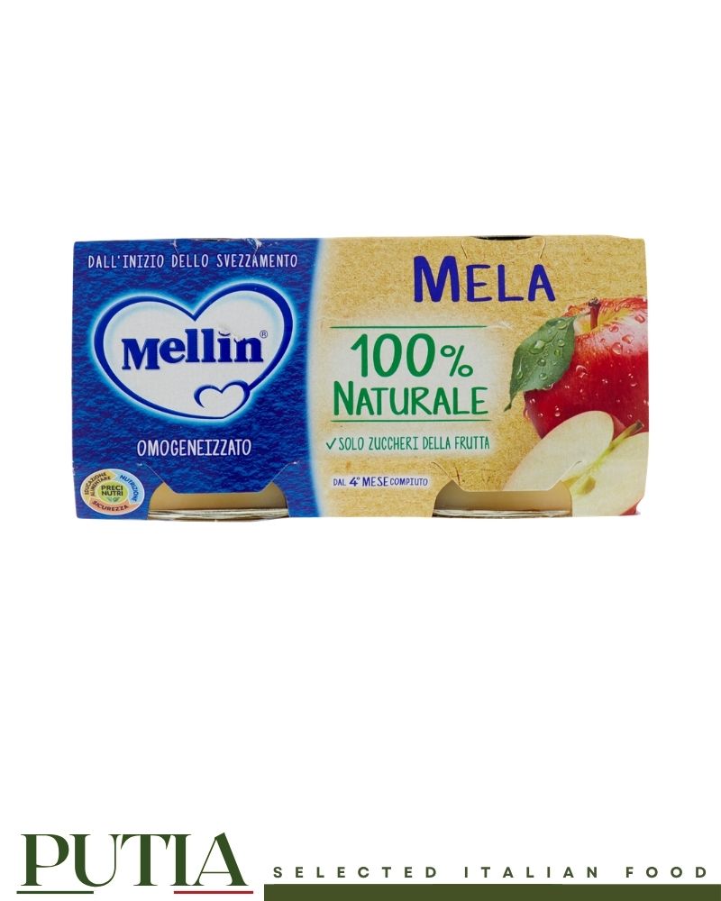 Mellin Apple Homogenised Baby Food 100g x2 – Smooth Italian baby purée with fresh apples, gently processed for infants from 4 months