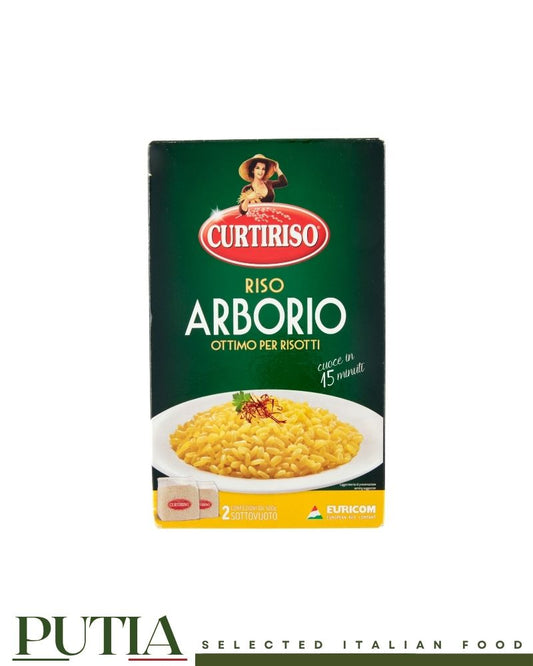 Curtiriso Arborio Rice – Italian risotto rice with large pearly grains, vacuum-packed, 2×500g packs (1kg)

