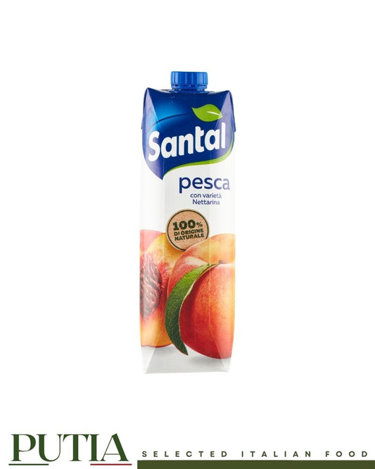 Santal Nettare Pesca 1L – Italian peach nectar with 49% peach purée, no added flavourings, no preservatives, gluten-free

