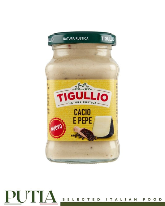 Tigullio Cacio e Pepe – authentic Roman pasta sauce with Pecorino Romano DOP, ricotta and black pepper, gluten-free, 190g
