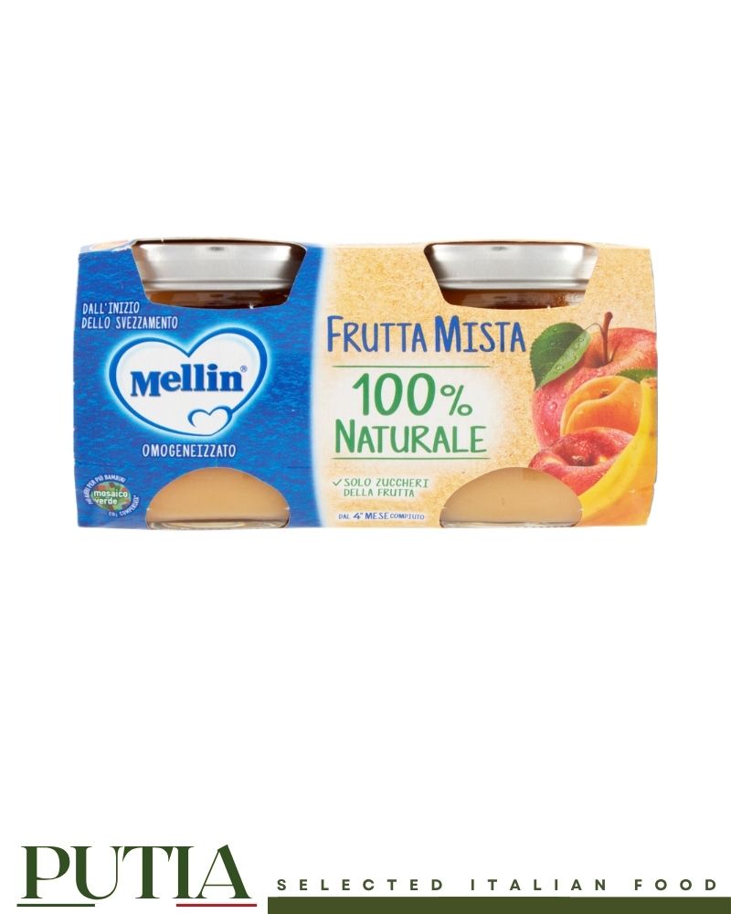 Mellin mixed fruit baby food with 100% natural fruit, no added sugar, suitable from 4 months