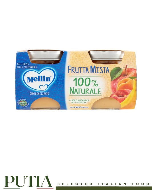 Mellin mixed fruit baby food with 100% natural fruit, no added sugar, suitable from 4 months