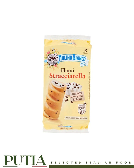 Mulino Bianco Flauti Stracciatella x8 280g Italian snack cakes with stracciatella filling