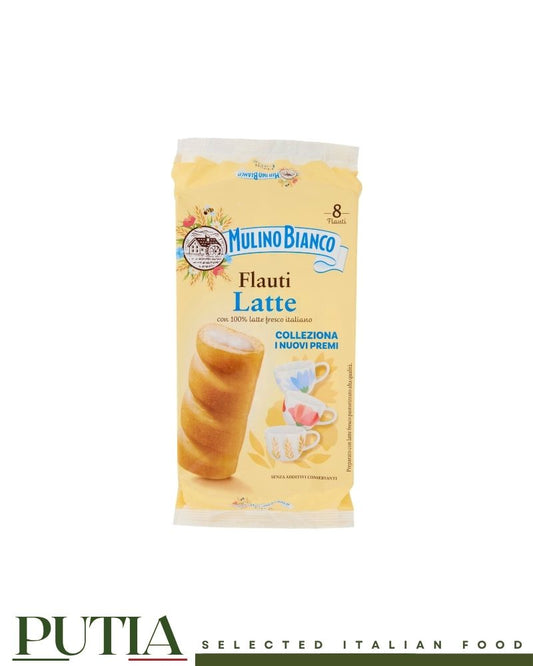 Mulino Bianco Flauti Latte x8 280g Italian snack cakes with milk filling