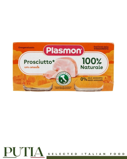 Plasmon prosciutto baby food with cereals, 100% natural ingredients, no added salt, Italian baby food