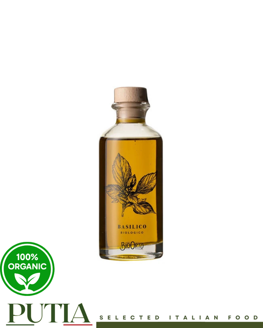 Bio Orto Organic Basil Extra Virgin Olive Oil 200ml, organic Italian basil infused olive oil from Apulia