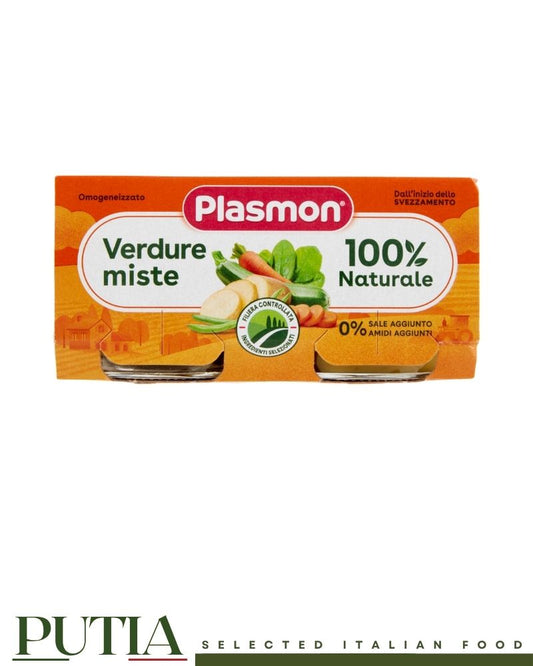 Plasmon mixed vegetables baby food, 100% natural ingredients, no added salt, Italian baby food
