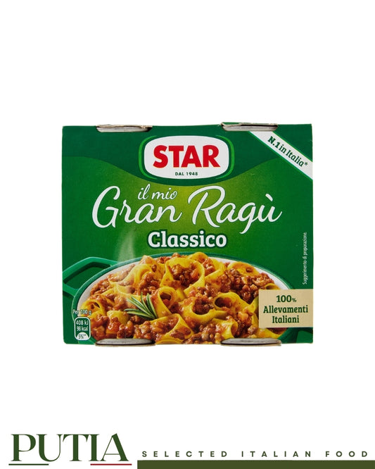 Star Gran Ragù Classico 2 x 180g — Italy's No.1 Italian meat sauce, 100% Italian-farmed beef and pork, slow-cooked 2 hours, gluten-free, no preservatives