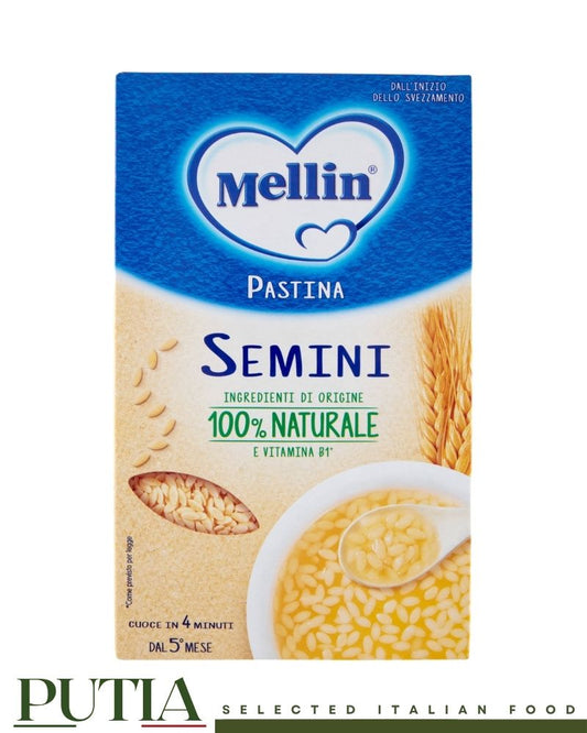 Mellin Semini 350g – Tiny Italian baby pasta seeds, perfect for smooth weaning soups and broths