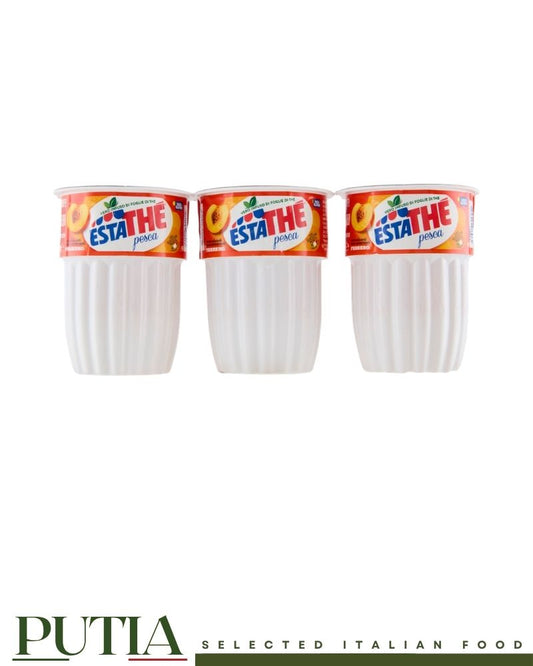 Estaté Peach Iced Tea 3x200ml – Classic Italian peach iced tea by Ferrero, lightly sweetened with a delicate fruity flavour, perfect for on-the-go refreshment
